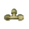 1/4", 3/8", 1/2" and 3/4" SAE Standard Flare Brass Tee Connector, 3-Way Pipe Fitting Adapter for Air Conditioners, with Nut, 15.88 mm (5/8") view 1