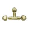 1/4", 3/8", 1/2" and 3/4" SAE Standard Flare Brass Tee Connector, 3-Way Pipe Fitting Adapter for Air Conditioners, with Nut, 15.88 mm (5/8") view 2