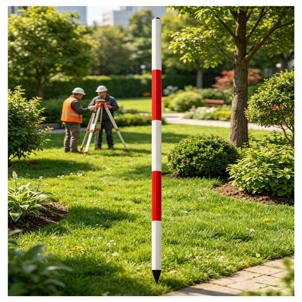Aluminum Surveying Rod with Removable Centering Rod, 28 mm Thick, Highly Visible 20 cm Markings, Screw Connection, Oxford Fabric Storage Bag (3