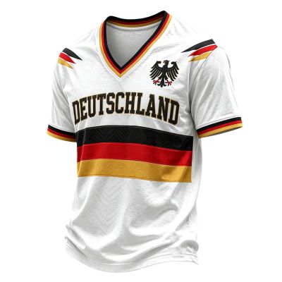 2026 World Cup Germany Football Fan T-Shirt, Short Sleeve, Gray, L