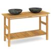 HETFTJN Double Vanity with 2 Solid Teak and Marble Sinks, 132 x 45 x 75 cm, Black view 1