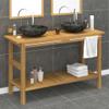 HETFTJN Double Vanity with 2 Solid Teak and Marble Sinks, 132 x 45 x 75 cm, Black view 2