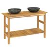 HETFTJN Double Vanity with 2 Solid Teak and Marble Sinks, 132 x 45 x 75 cm, Black view 3