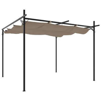 HETFTJN Taupe Pergola with Retractable Roof, 295 x 292 x 230 cm