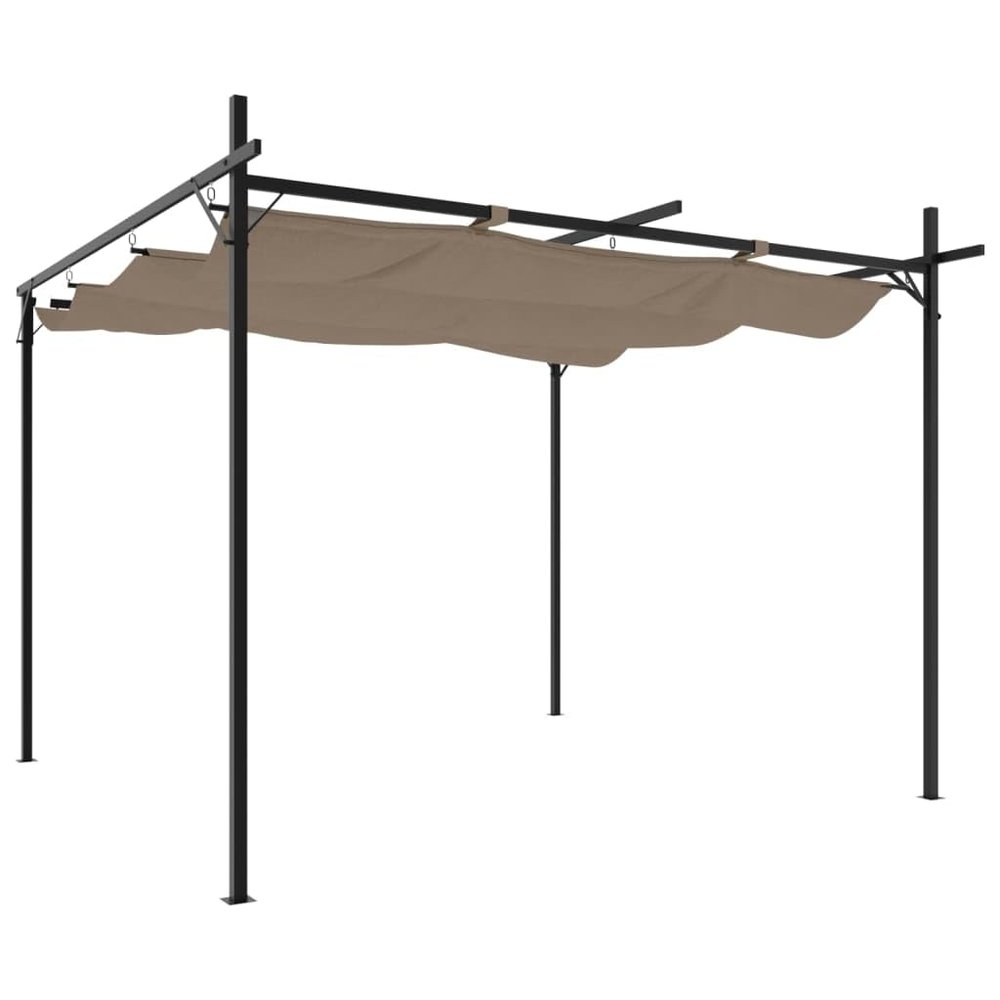 HETFTJN Taupe Pergola with Retractable Roof, 295 x 292 x 230 cm