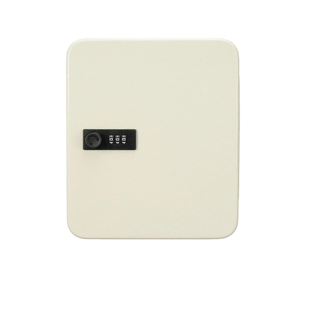 Wall-Mount Key Safe with Combination Lock, 20-Position, White