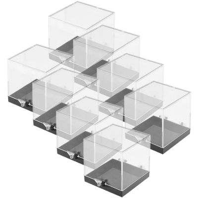 HOODANCOS Square Transparent Display Boxes, Lightweight Plastic Storage Boxes, 8-Pack, for Minerals and Insects, Tabletop and Desktop