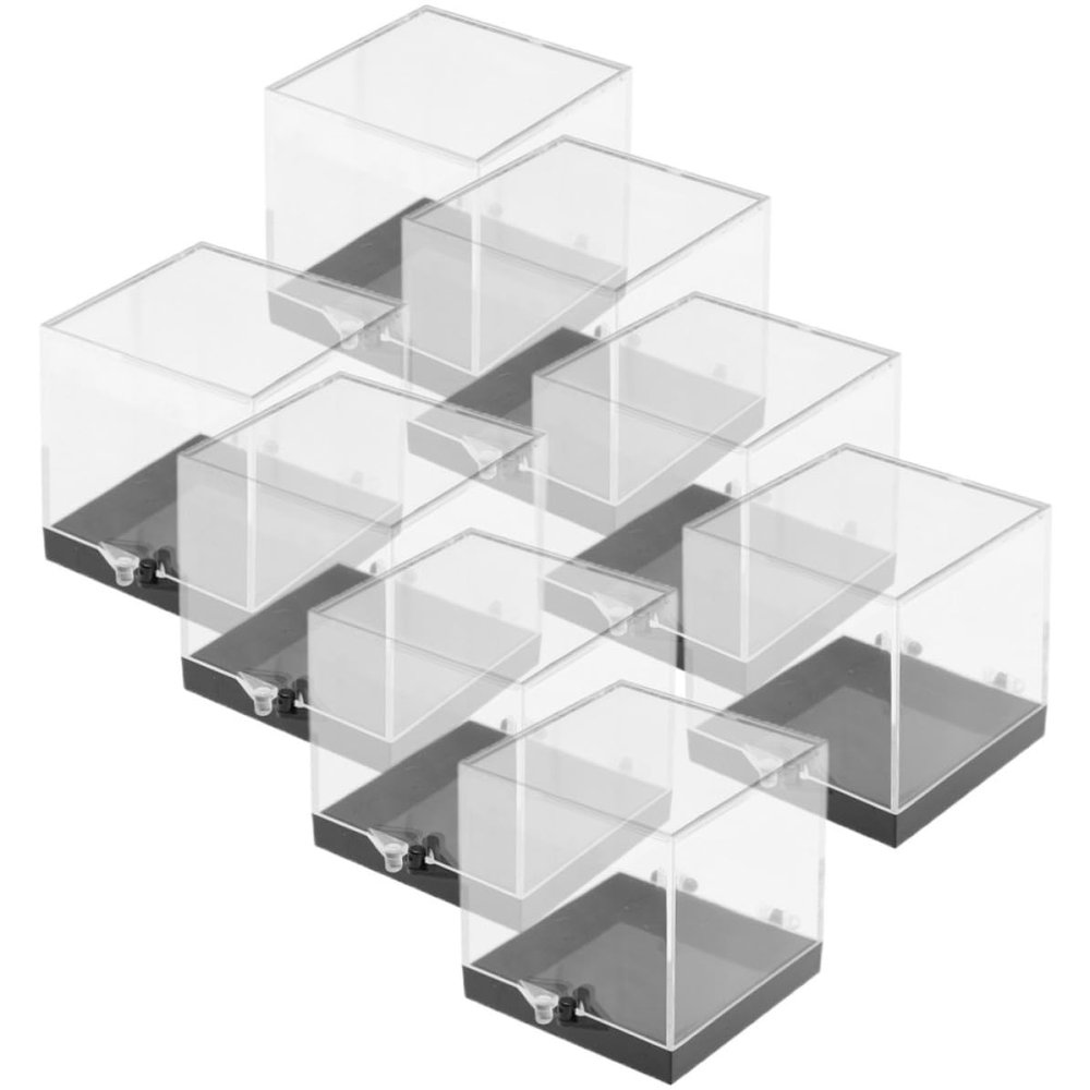 HOODANCOS Square Transparent Display Boxes, Lightweight Plastic Storage Boxes, 8-Pack, for Minerals and Insects, Tabletop and Desktop