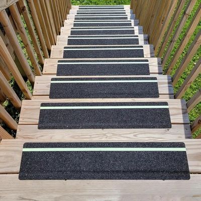 Opatiny Photoluminescent Anti-Slip Stair Tape, Waterproof PET Adhesive Strips, Black, 5 Pieces, 10 x 60 cm