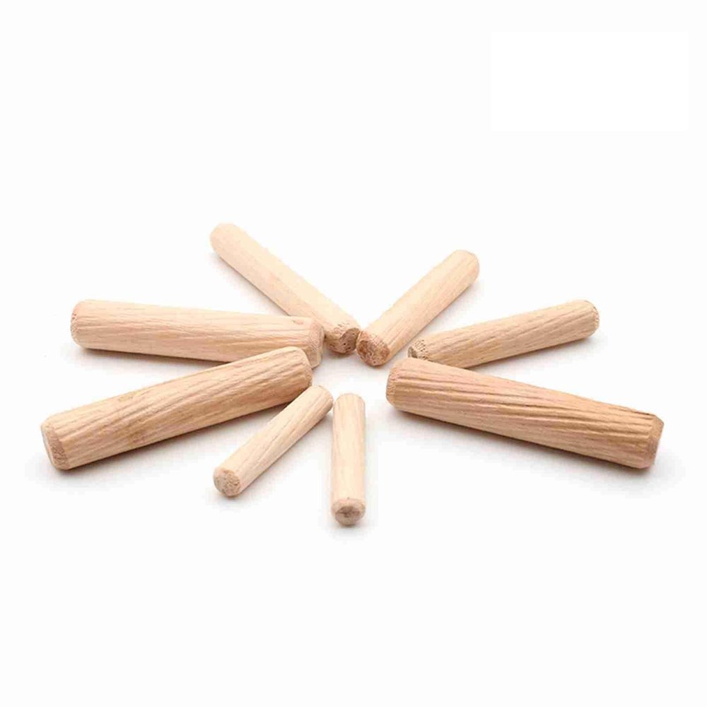 RhineCart Basics 100-Piece Fluted Wood Dowel Pins, 8 mm x 40 mm