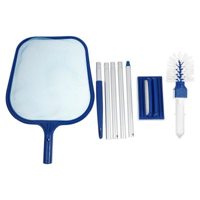 HOMOCONO Pool Cleaning Set with Fine-Mesh Net, Cleaning Brush and 5-Piece Plastic Telescoping Pole
