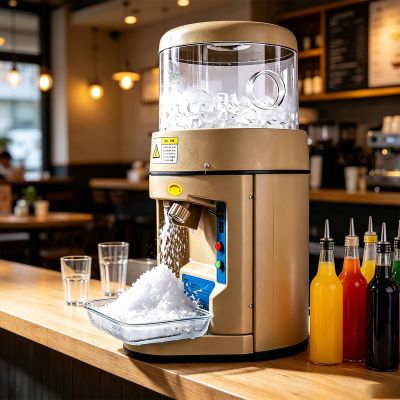 SHENGQION Professional Ice Crusher, 480 W, 1,400 RPM, Automatic Snow Cone Machine with Smart Anti-Jam Technology, 6 kg Bucket