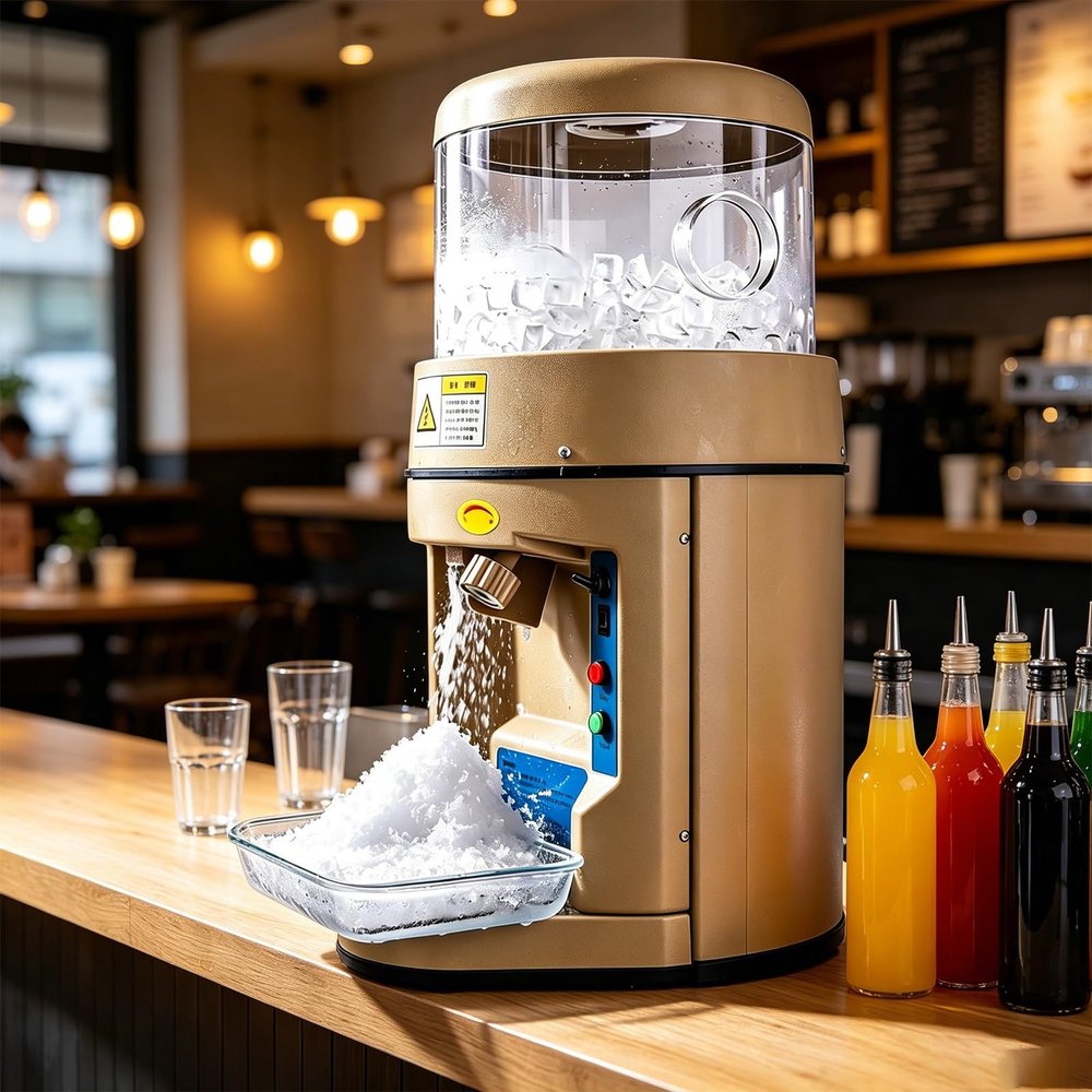 SHENGQION Professional Ice Crusher, 480 W, 1,400 RPM, Automatic Snow Cone Machine with Smart Anti-Jam Technology, 6 kg Bucket