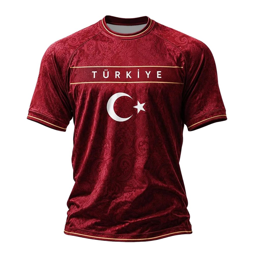 Turkey 2026 Men's Soccer Fan Shirt, Flag Print, Red, M