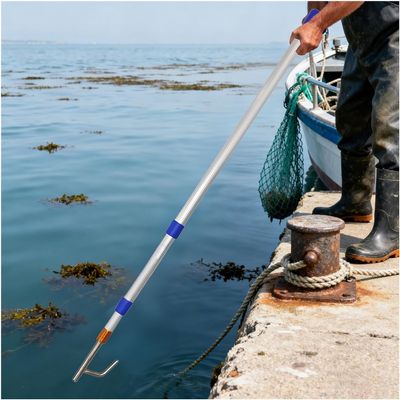 Extra-Long Telescoping Boat Hook Push Pole with End Hook