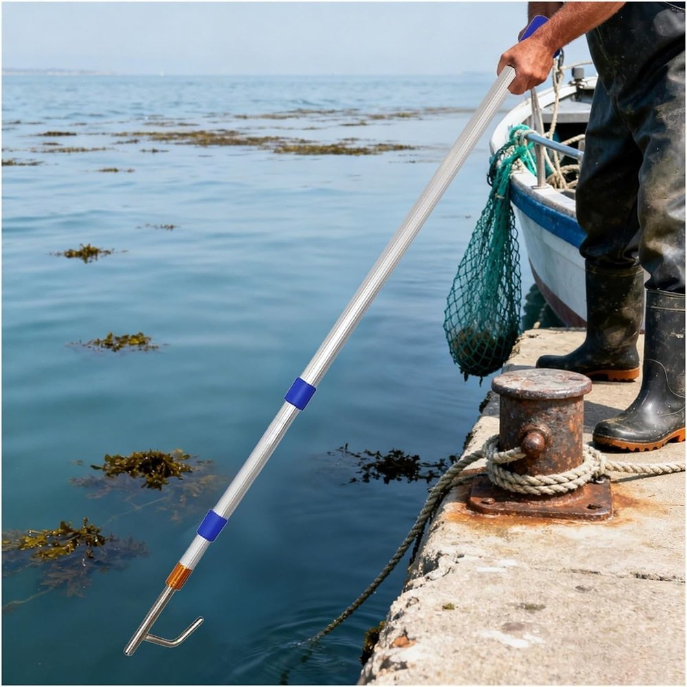 Extra-Long Telescoping Boat Hook Push Pole with End Hook