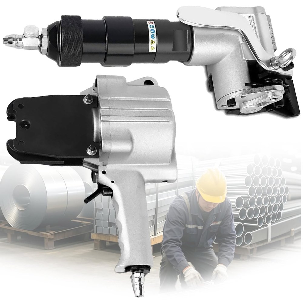 Pneumatic Strapping Tool, Air-Powered Steel Strapping Set for 0.8–1.2 mm Thick Metal Banding