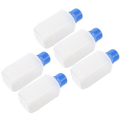 Hemobllo 5-Pack 250 mL Square Plastic Chemical Reagent Bottles with Wide Mouth and Tight-Sealing Caps