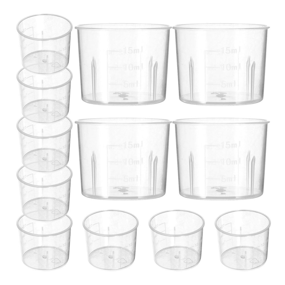 CLISPEED 100-Piece 15 mL Plastic Lab Measuring Cups with Clear Graduations