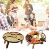 Portable Folding Wooden Outdoor Wine Table with Glass and Bottle Holder, 35.1 x 35.1 x 22.1 cm, Stylish Design for Camping and Outdoor Events view 4