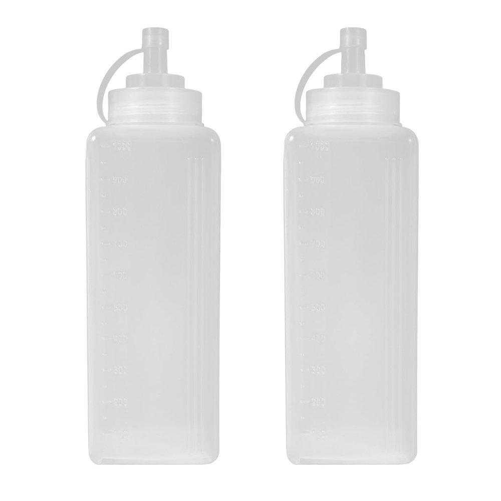 Uonlytech Squeeze Bottles, Seasoning Dispensers, 2-Pack, 1000 ml, Plastic