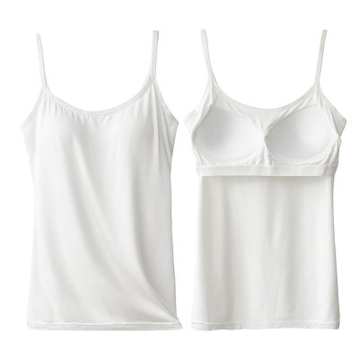 Opilroyn Women's Sleeveless T-Shirt with Built-In Bra