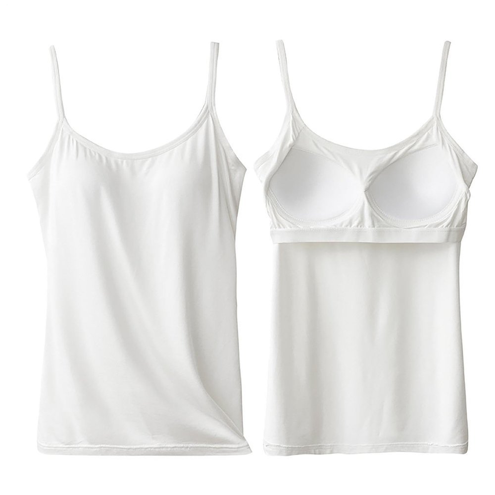 Opilroyn Women's Sleeveless T-Shirt with Built-In Bra