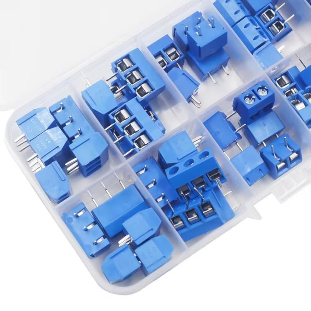 Vibsky 50-Pack 50 mm Pitch PCB Screw Terminal Blocks, 234-Pole, 150 V, 6 A, Plugs for Arduino, Raspberry Pi GPIO and DAQ