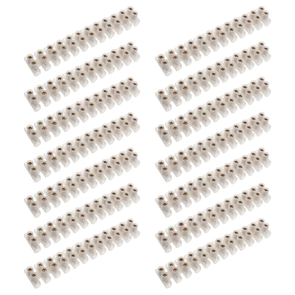 20 White 12-Position Dual-Row Screw Terminal Blocks
