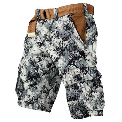 LUNULE Men's Military-Style Camouflage Cargo Shorts, Baggy Bermuda Shorts with Multiple Pockets
