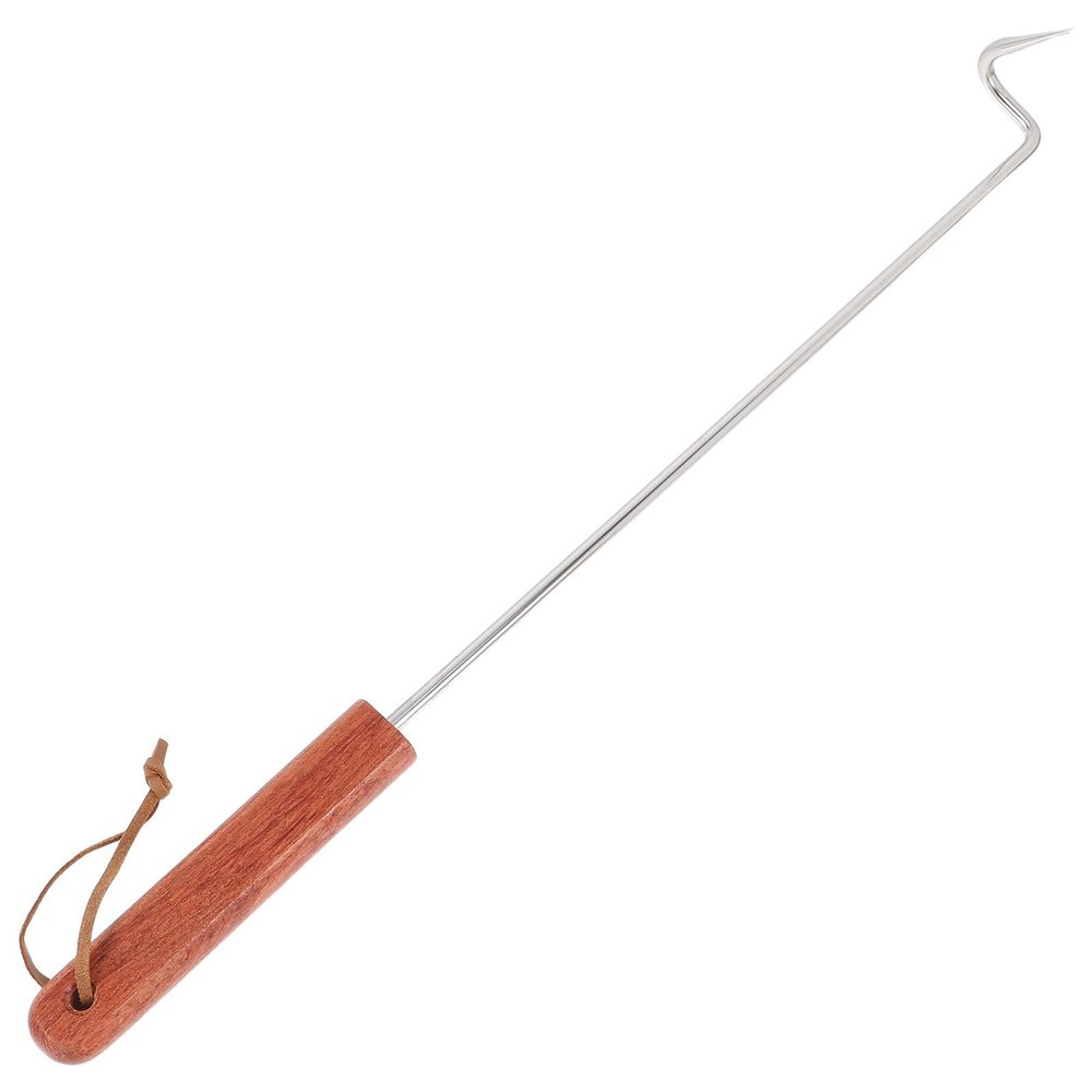 minkissy Meat Turner with Iron Grill Hook and Wooden Handle