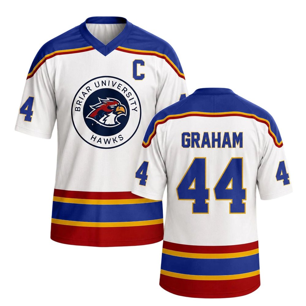 Off Campus Hockey Jersey Graham 44 & Logan 22 & Tucker 46 & Di Laurentis 66 Briar U Jersey Shirt Off Campus Merch Short-Sleeve Fashion Sports Hoodie Casual Streetwear Top Unisex Light Blue L