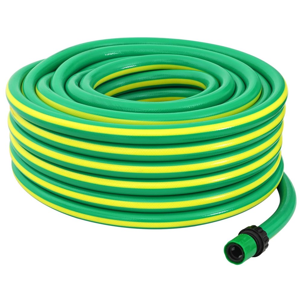 5-Layer Garden Hose 3/4 in x 50 m, Green and Yellow PVC