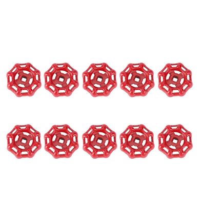 Red Cast Iron Shutoff Handwheels, 10-Piece Set, Flat Base