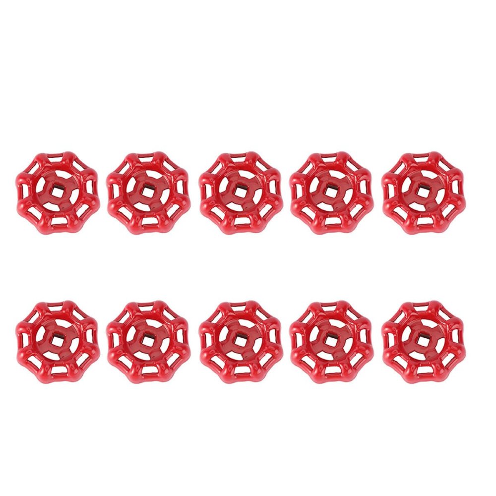 Red Cast Iron Shutoff Handwheels, 10-Piece Set, Flat Base