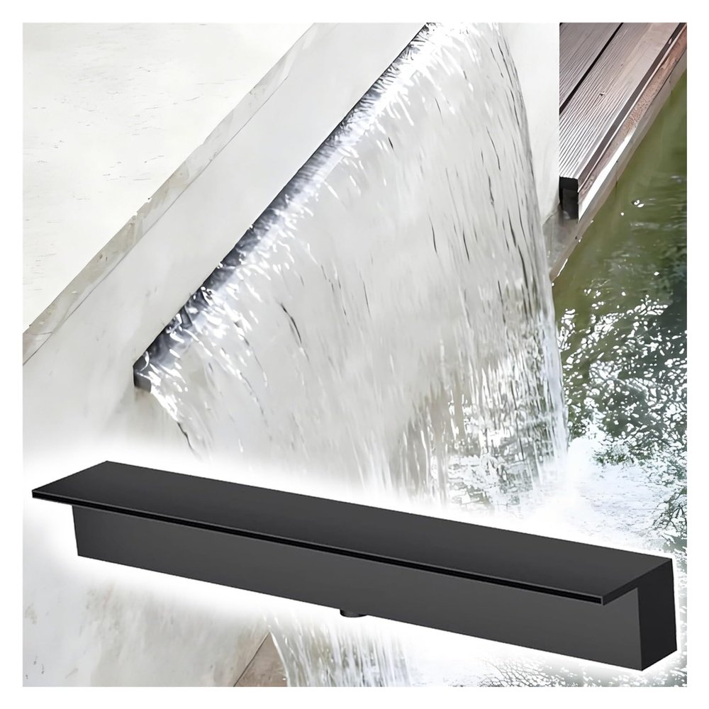 304 Stainless Steel Waterfall Spillway with Pipe Connectors, 106.7 cm