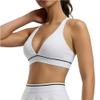 HongHeFu Sexy Wireless Yoga Bra, Fitted Deep V-Neck, White, Medium view 1