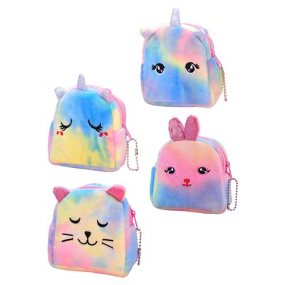 MOBUTOFU Cute Unicorn Coin Purses, Assorted Plush Styles, Set of 4