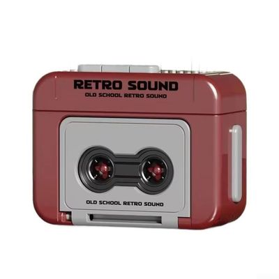 QOXEZY Mini Cassette Recorder Keychain, Retro Style, Portable, Red
