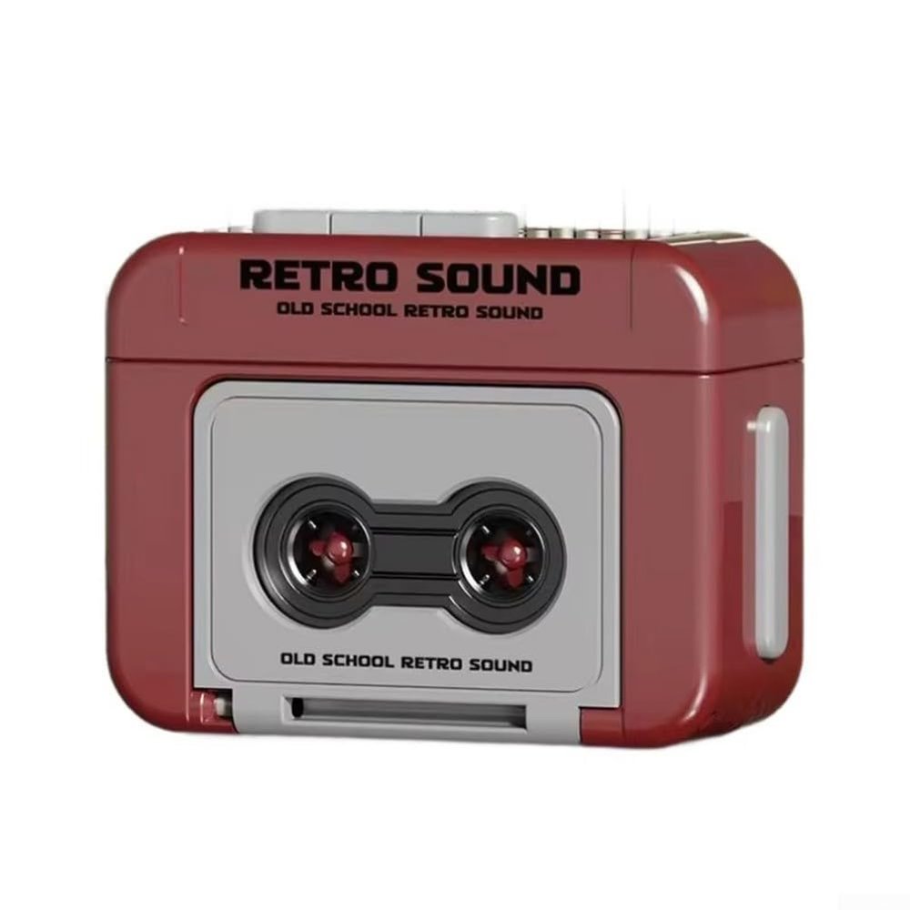 QOXEZY Mini Cassette Recorder Keychain, Retro Style, Portable, Red