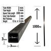 10 Black Matte Carbon Fiber Hollow Tubes, 3 x 3 x 1000 mm, for Aircraft Models view 3