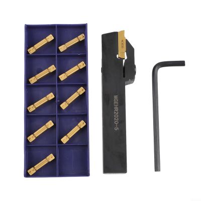 MGEHR2020-5 Right-Hand External Grooving Tool with MGMN500-M 5 mm Carbide Insert for Steel and Cast Iron Lathes, Includes Wrench
