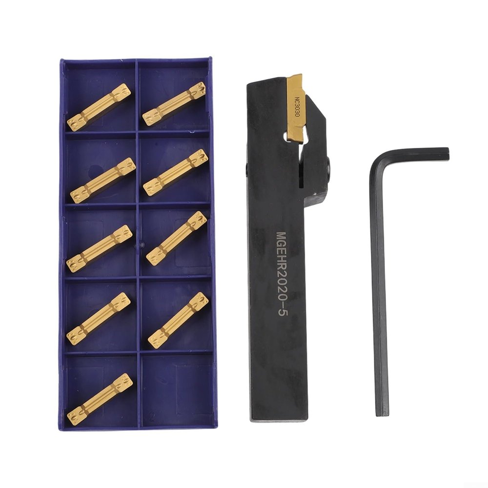 MGEHR2020-5 Right-Hand External Grooving Tool with MGMN500-M 5 mm Carbide Insert for Steel and Cast Iron Lathes, Includes Wrench