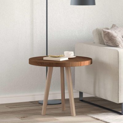 Kaloriko Dark Brown Solid Oak Tabletop, 60 cm Diameter, 4 cm Thick