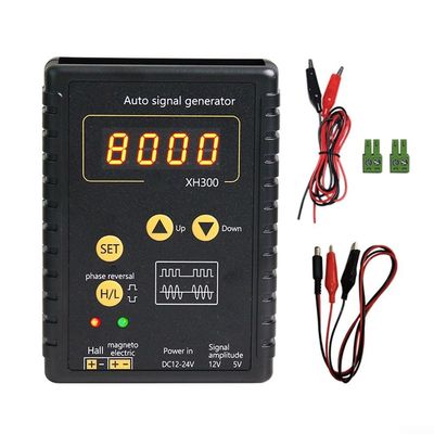 XH300 Automotive Signal Generator for Crankshaft and Camshaft Sensors, Simulates Hall and Inductive Signals, 60+0 Standard, Editable Signals, Adjustable 5V/12V, 1–8000 Hz, 12–24V DC, Diagnostic Device