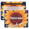 3-Ring Binder Pencil Pouches, 2-Pack, Waterproof, Clear Window, Storage Bag, Back-to-School Organizer, Thank You Veterans, Sunflower, U.S. Flag view 1