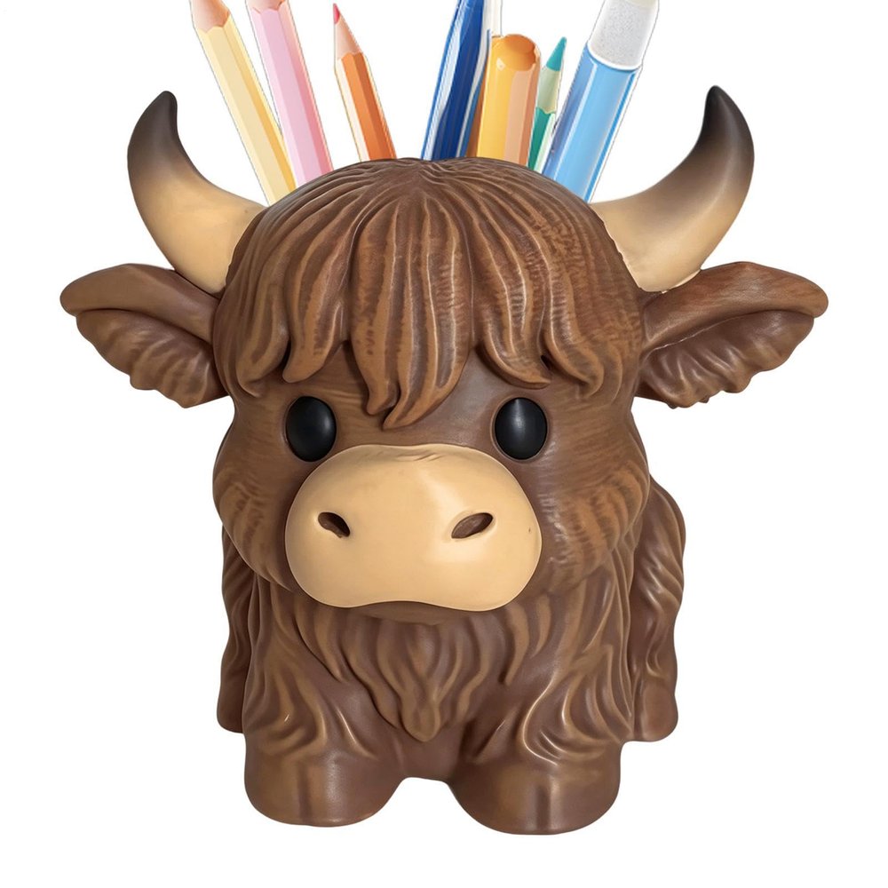 Cow-Shaped Resin Desk Pen Organizer