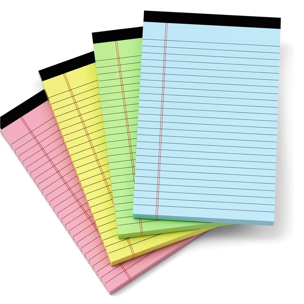 Lujauey Colored Notepads, 4-Pack, 12.7 x 20.3 cm, Lined