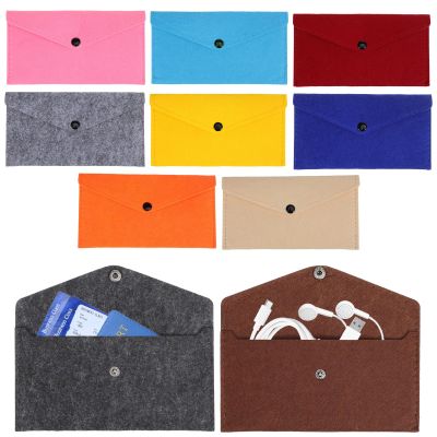 IWOWHERO Felt Button-Closure Envelopes, 10-Pack, Small Organizer Pouches for Cell Phones and Stationery