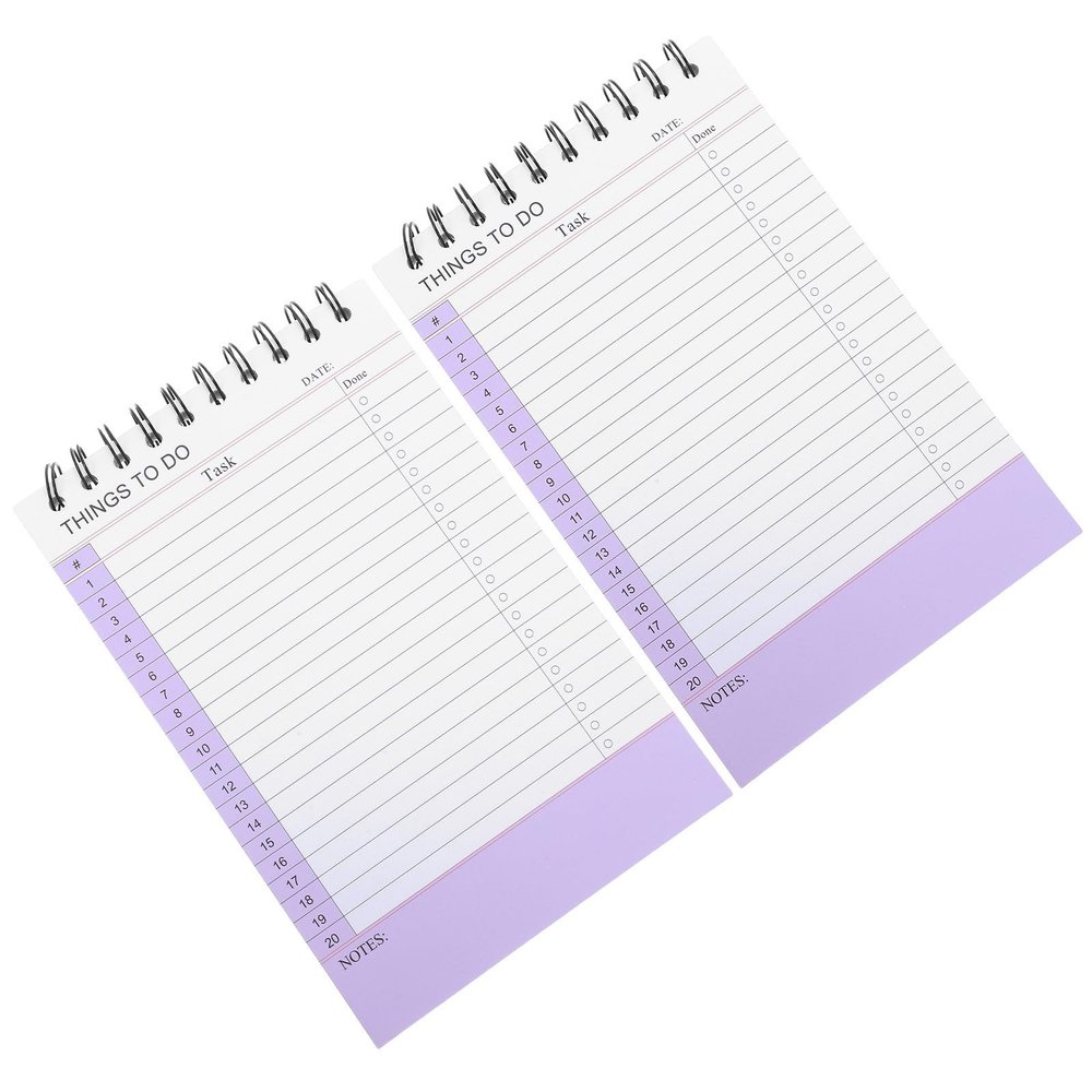 JEWEDECO 2-Pack Purple Desktop Notepads with Thick, Smooth Pages and Spiral Binding, Planning Notebooks with Tear-Off Pages for Task Lists and Minimalist Design